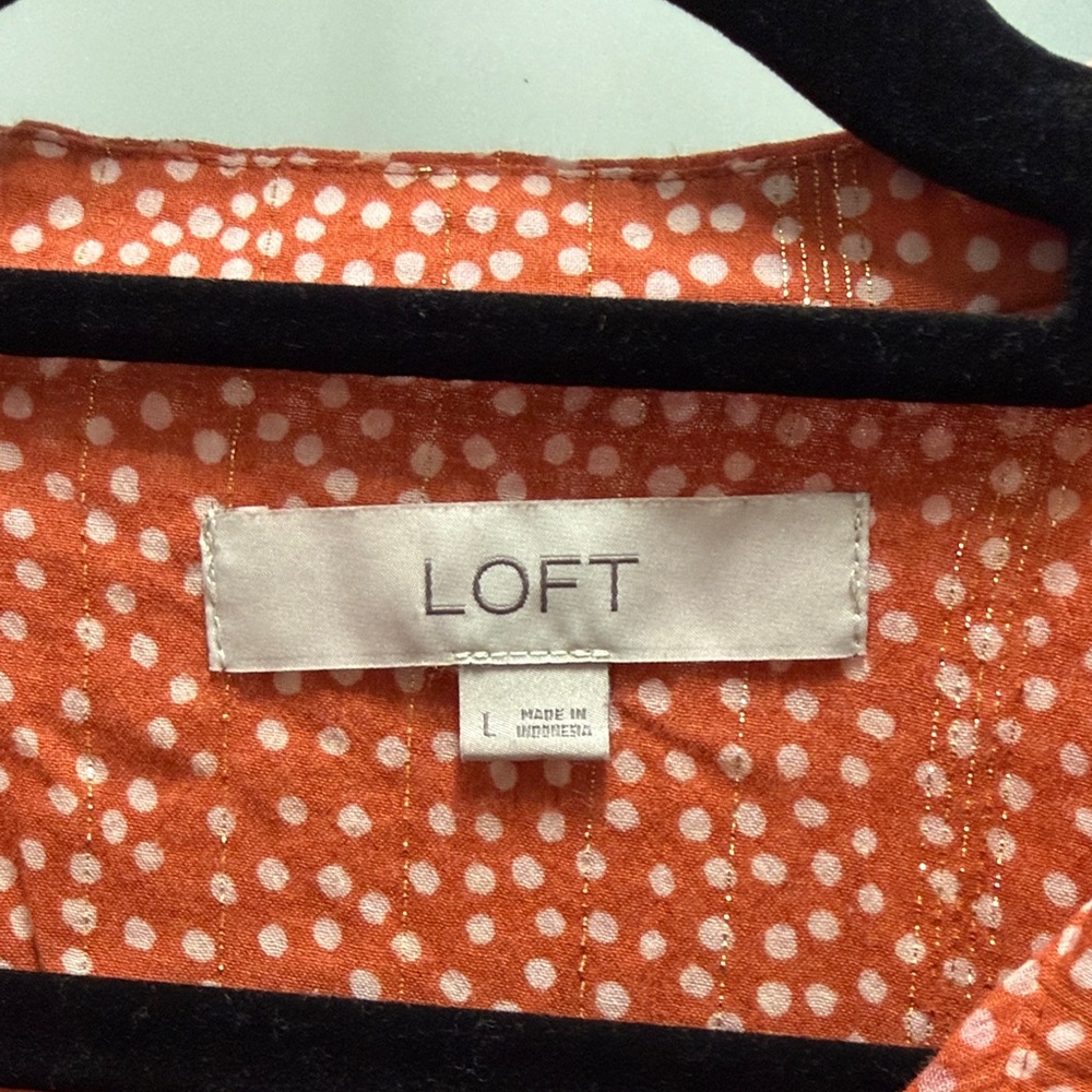 LOFT Orange Patterned Blouse - Picture 2 of 5